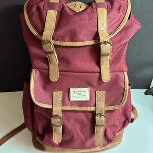 Benrus Burgundy Backpack for Travel, Outdoor, Books  17 " Rucksack NO DRAWSTRING